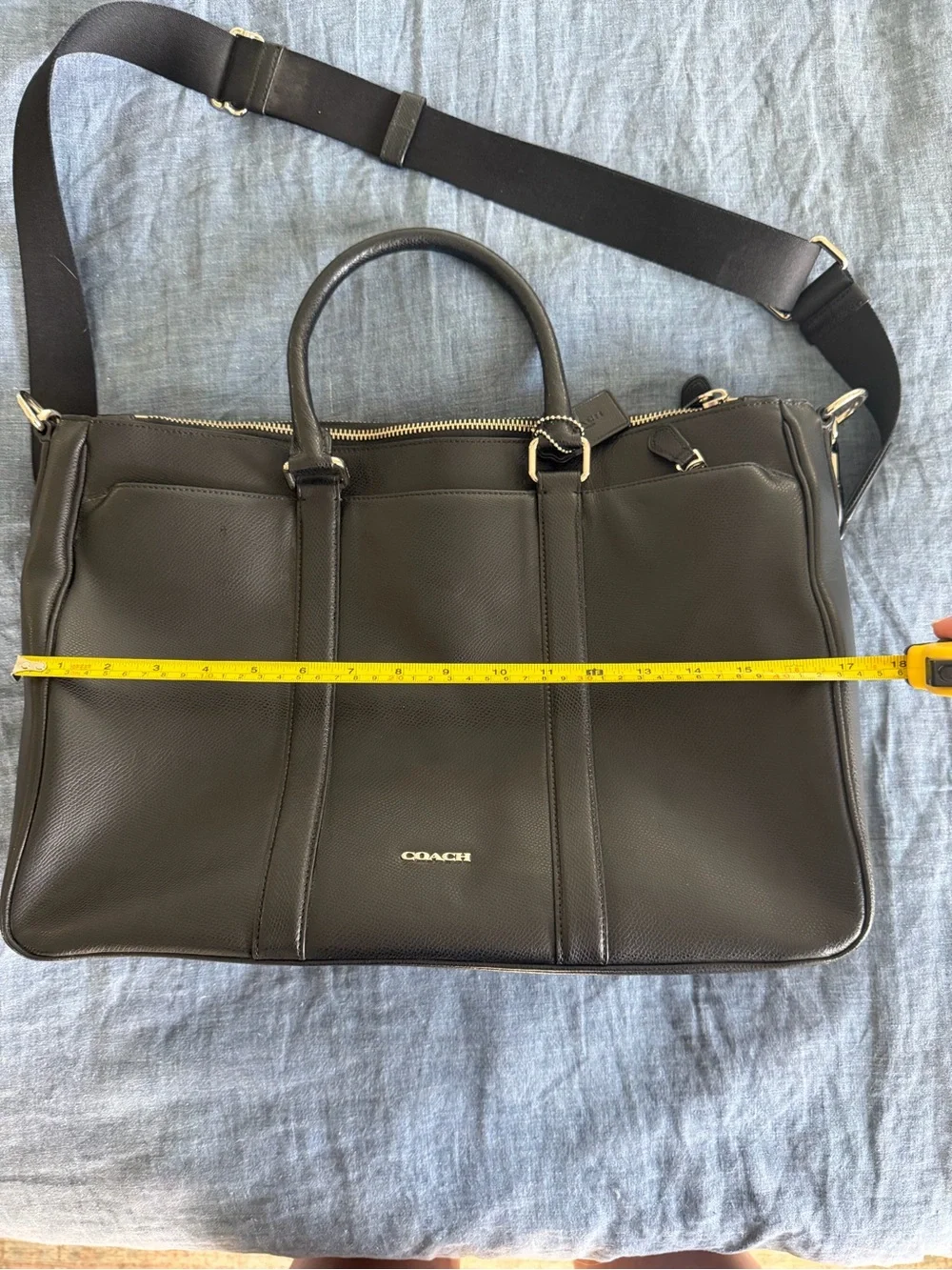 Coach F54775 Perry Metropolitan Black Leather Triple Compartment Briefcase